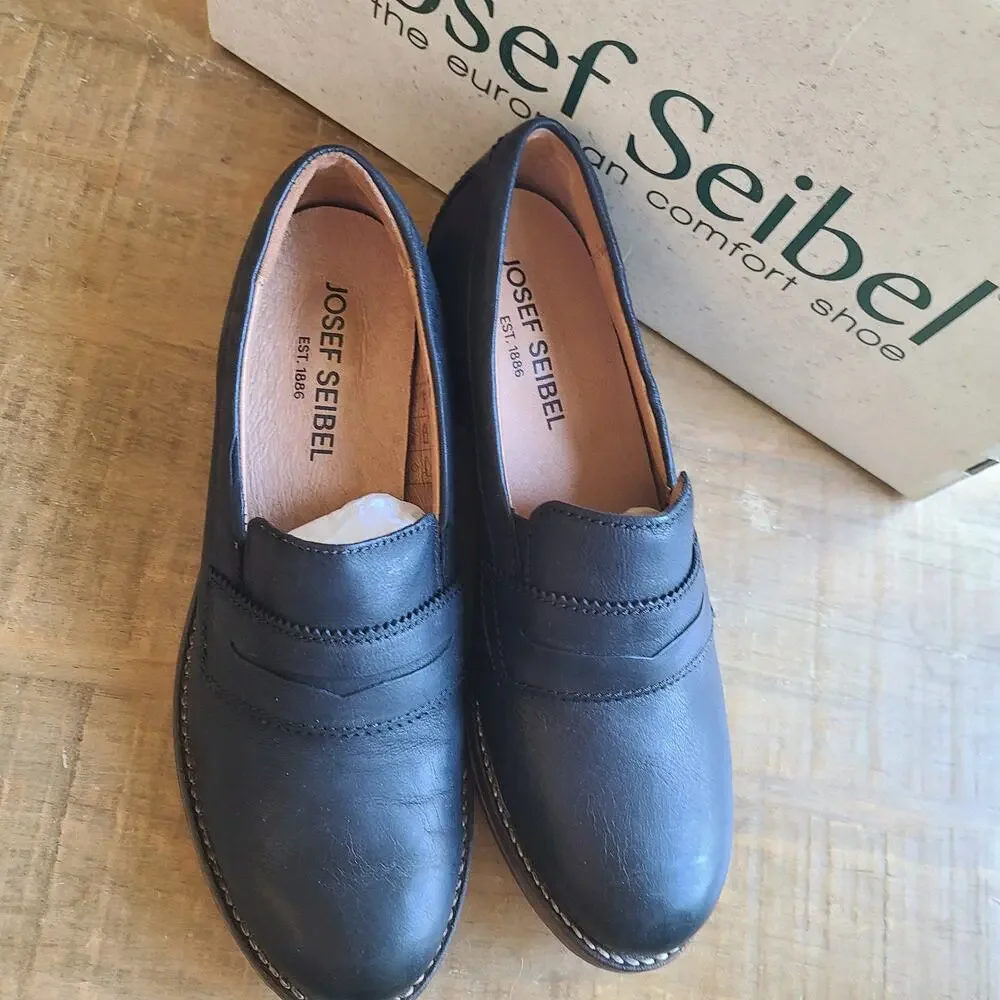 Josef Seibel Shoes Women's Sienna 96 Leather Loafers Black EU 37 Comfort 6-6.5‎